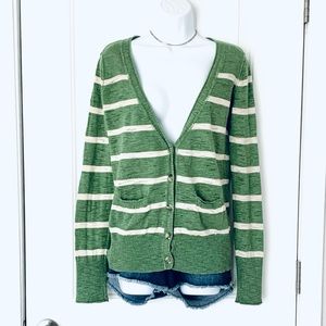 Mossimo green striped lightweight cardigan Size S EUC